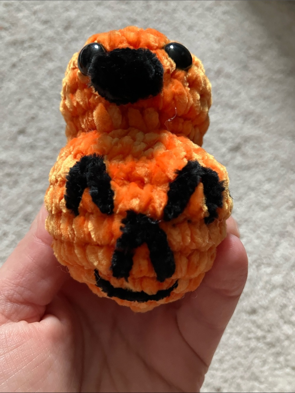 Pumpkin Face Crochet Halloween Duck 3 inch